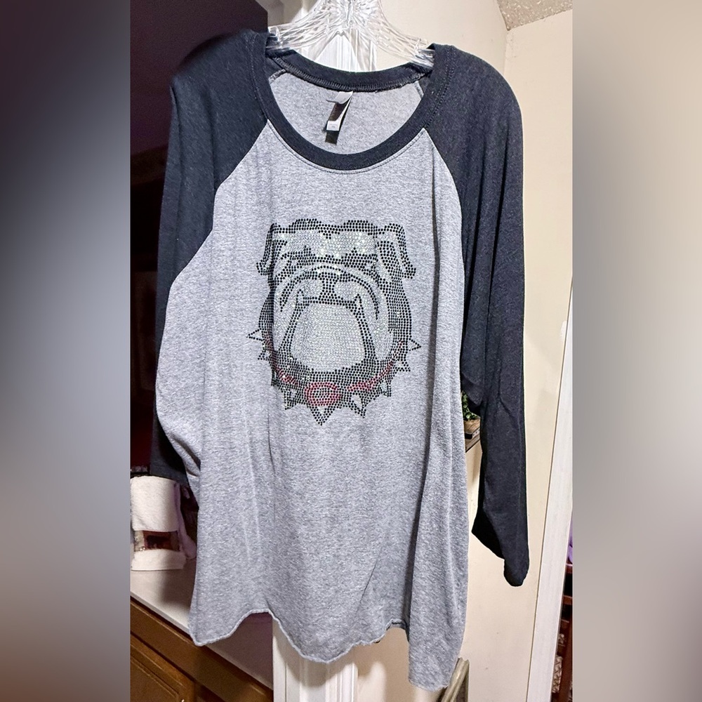 Next Level Apparel Gray and Black Bulldog Dog Shirt